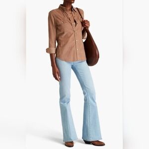 Nili Lotan Women's Anikka Cotton Coudoroy Western Shirt Size M